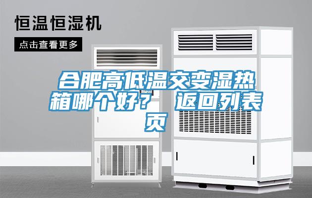 合肥高低溫交變濕熱箱哪個好？ 返回列表頁